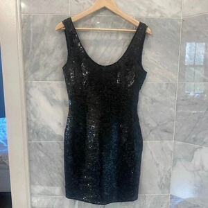 Laurence Kazar Paris New York Vintage Black Beaded Dress Size Small